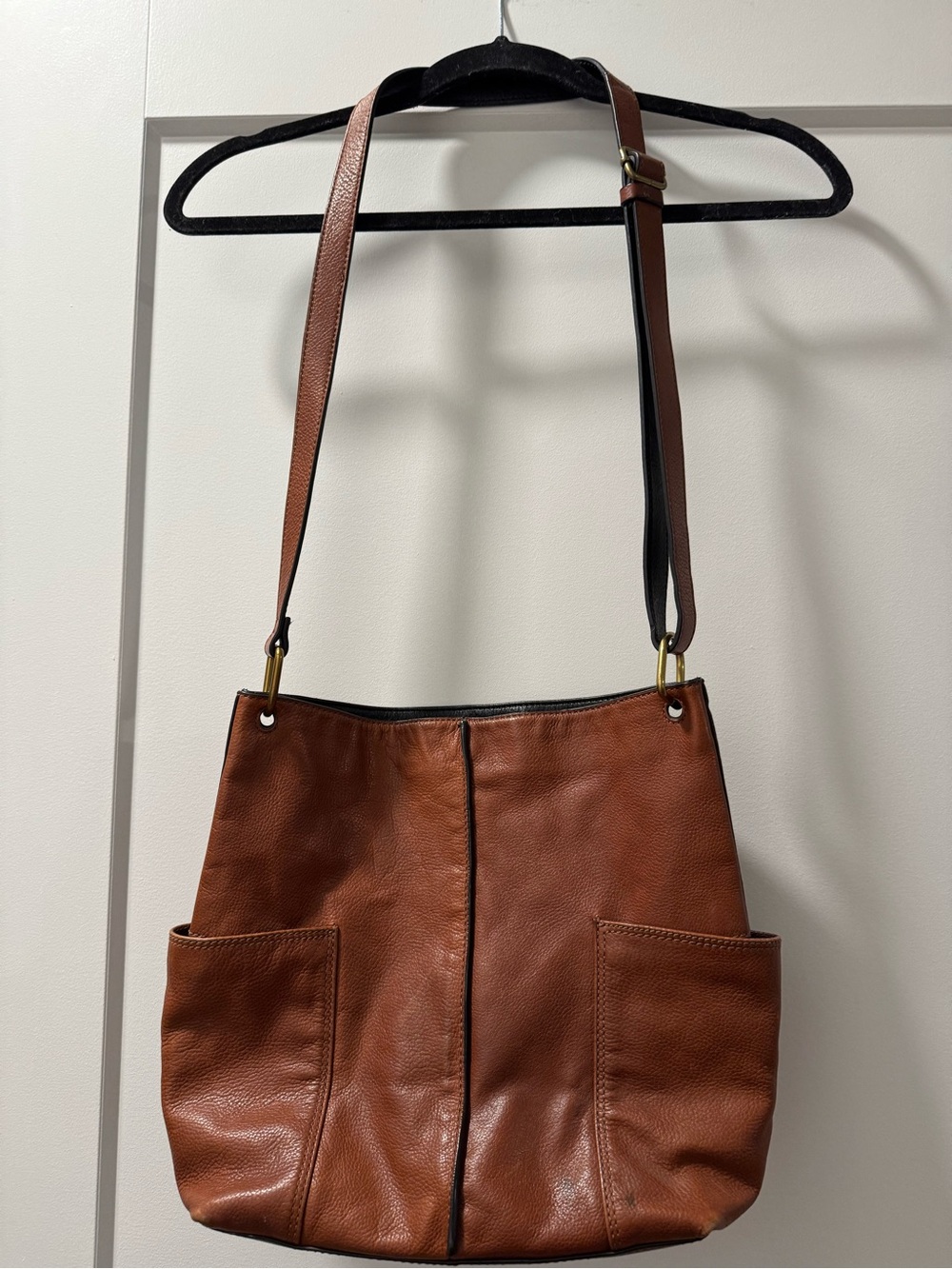 Fossil Brown Leather Crossbody Tote